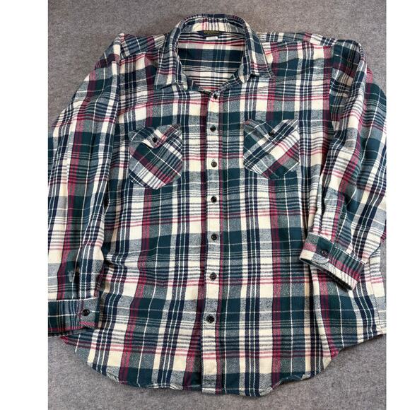 VINTAGE 90s Oshkosh B’Gosh Flannel Shirt Mens 3XLB Plaid Workwear Western Retro - Picture 1 of 7